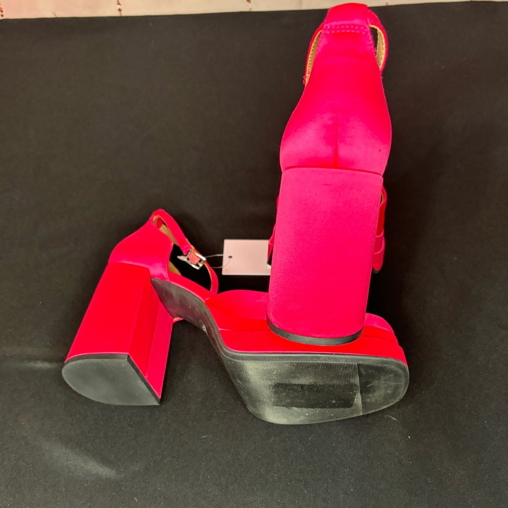 Women's Martine Block Heels - PINK SATIN - Picture 7 of 9